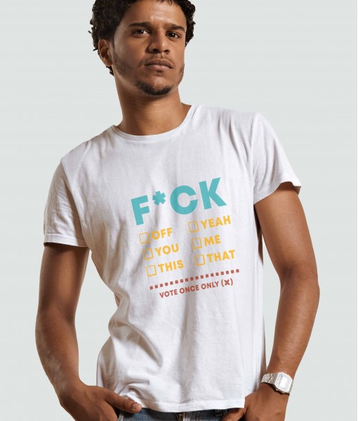 Мъжка тениска с щампа Текст и надписи F*ck vote - TShirtArtShop.com